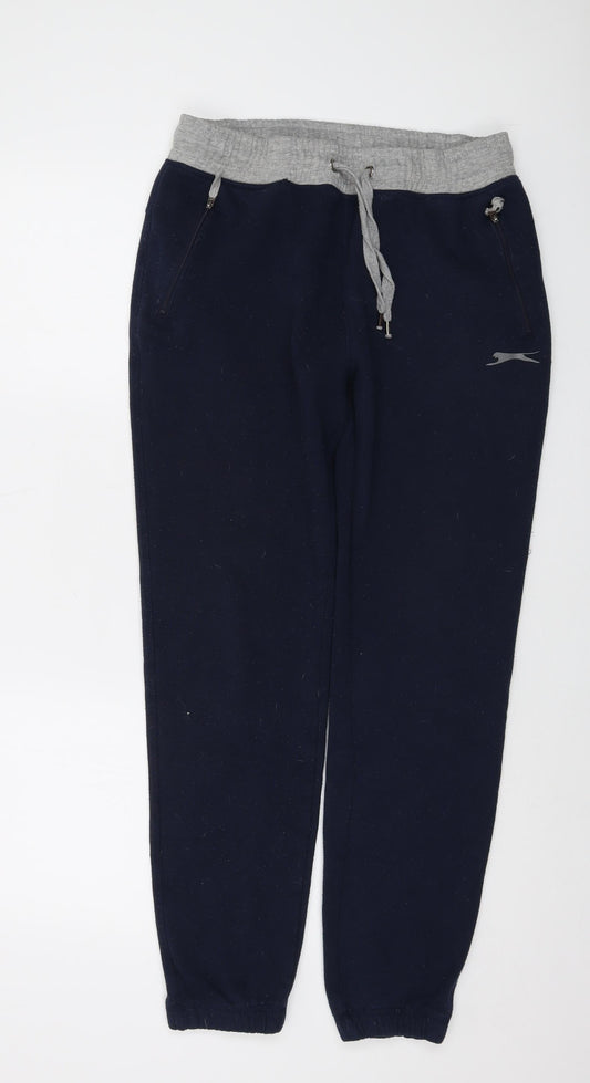 Slazenger Womens Blue Polyester Sweatpants Trousers Size 14 L28 in Regular Drawstring