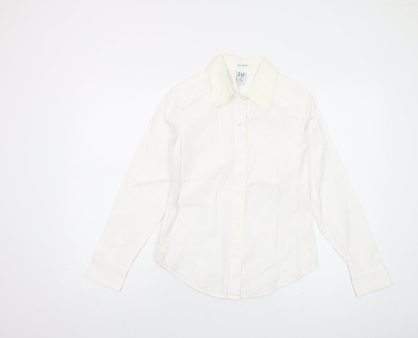 Gap Womens Ivory Cotton Basic Button-Up Size S Collared