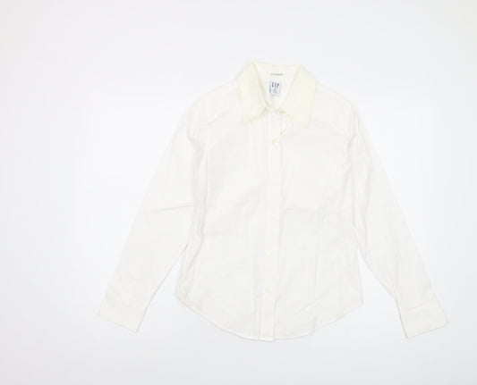 Gap Womens Ivory Cotton Basic Button-Up Size S Collared