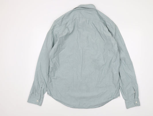 Gap Mens Green Cotton Button-Up Size L Collared Button