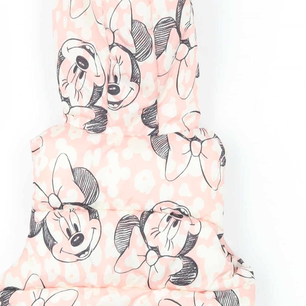 Brand and care label for Disney girls’ pink geometric gilet waistcoat, size 12-18, months zip - mickey mouse