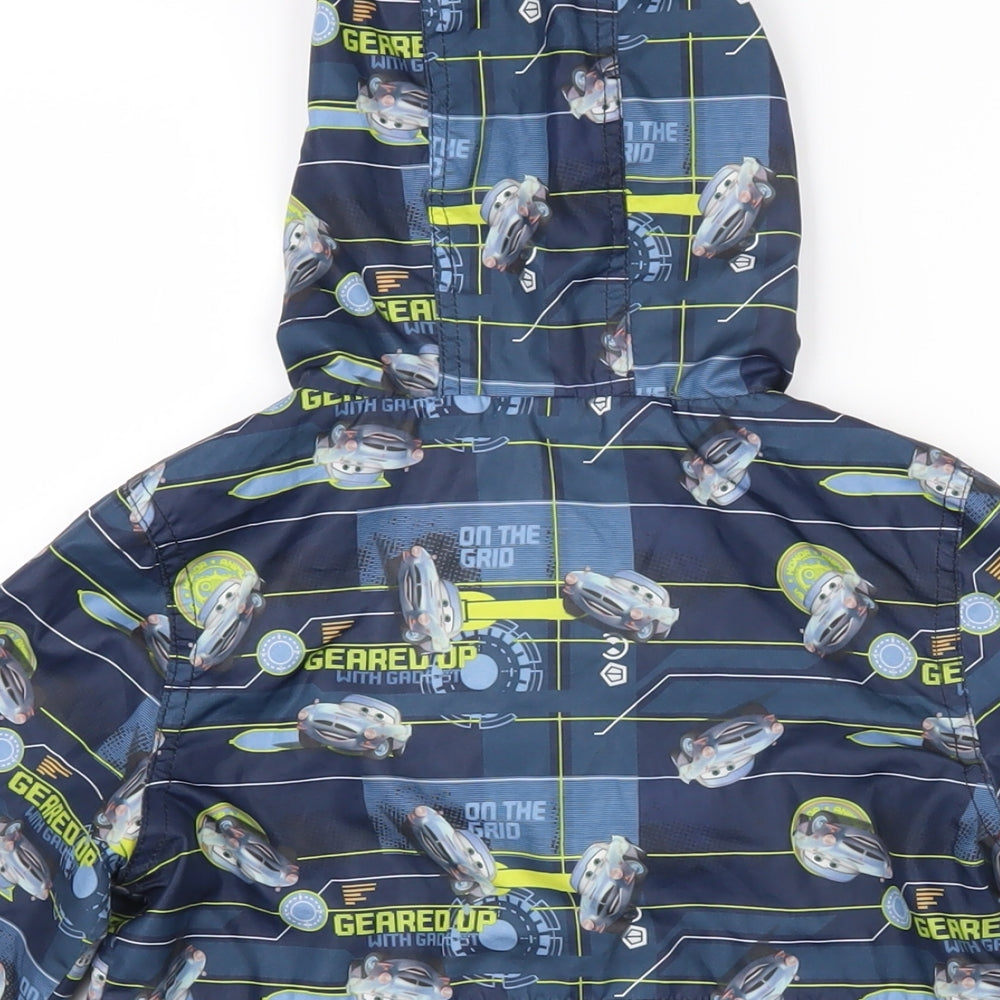 Brand and care label for Disney boys’ multicoloured geometric jacket, size 2-3, years zip