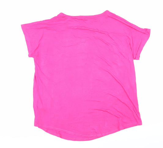 Womens UK Size M Lands' End Pink Viscose T-Shirt