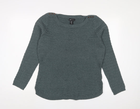 Jones New York Womens Blue Crew Neck Cotton Pullover Jumper Size XL - Buttons