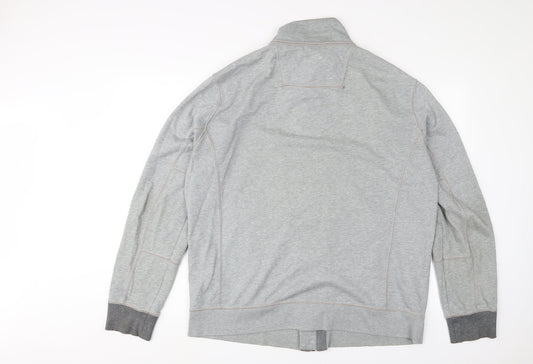 Boss Orange Mens Grey Cotton Full Zip Sweatshirt Size XL - Logo