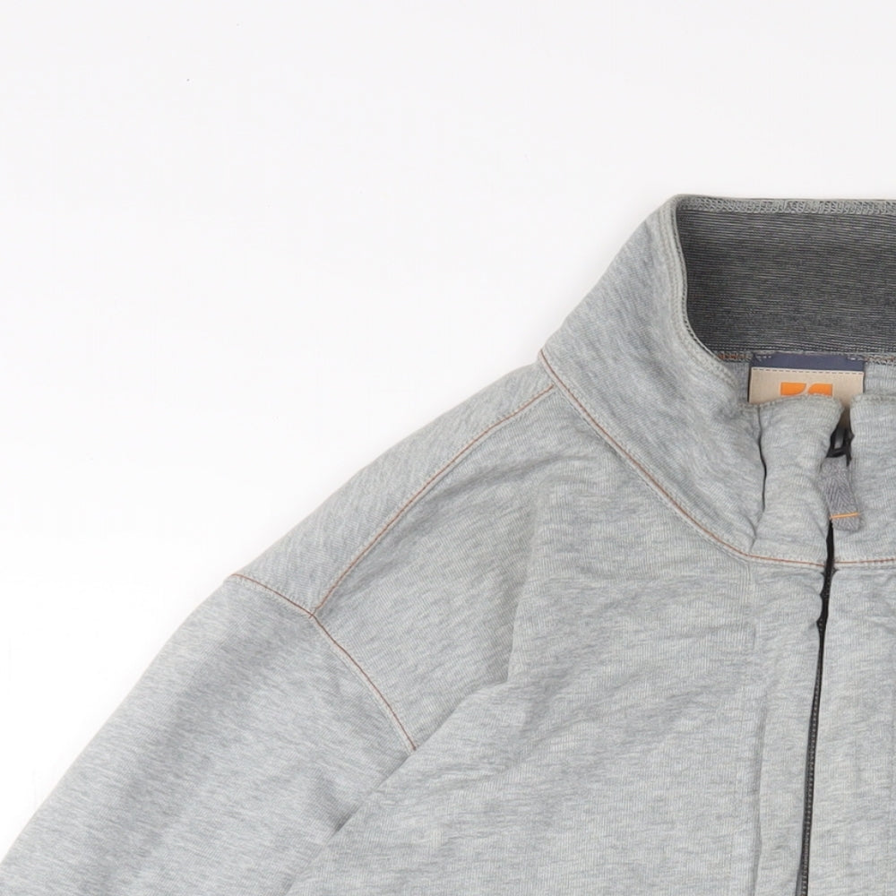 Boss Orange Mens Grey Cotton Full Zip Sweatshirt Size XL - Logo