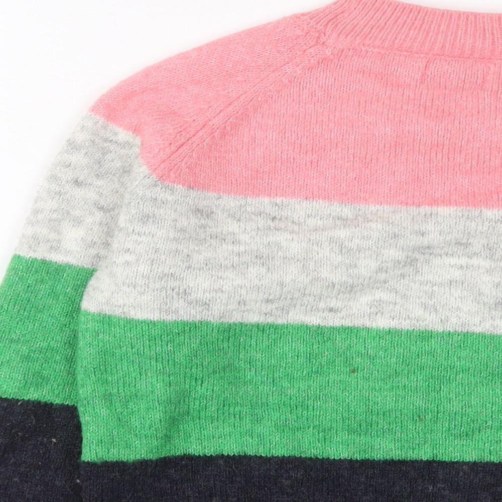 Brand and care label for Only women’s multicoloured round neck striped polyester jumper, size XS