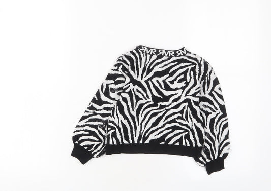 River Island Girls White Crew Neck Animal Print Viscose Pullover Jumper Size 2-3 Years Pullover - Sequins