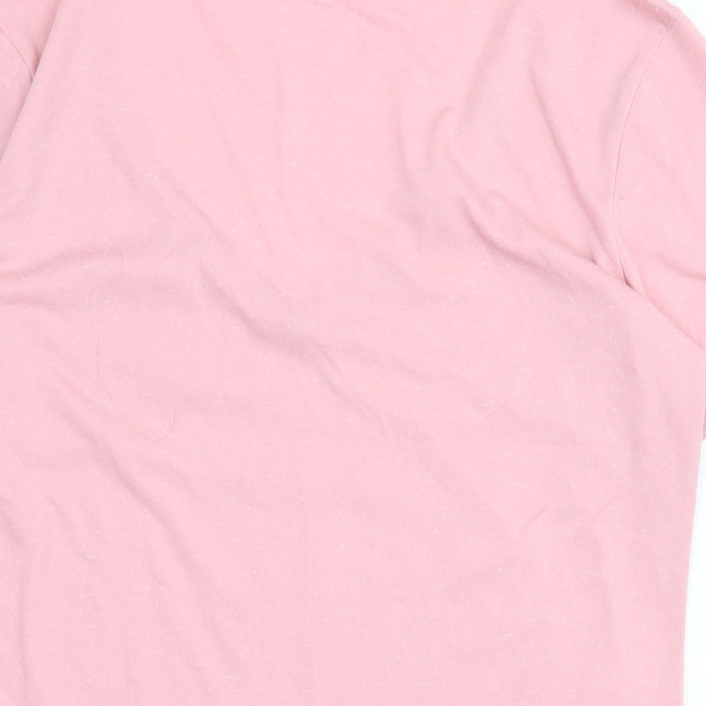 Oakley Womens Pink Cotton Basic T-Shirt Size L V-Neck - Logo