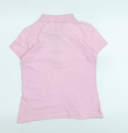 Crew Clothing Womens Pink Cotton Basic Polo Size 10 Collared - Logo