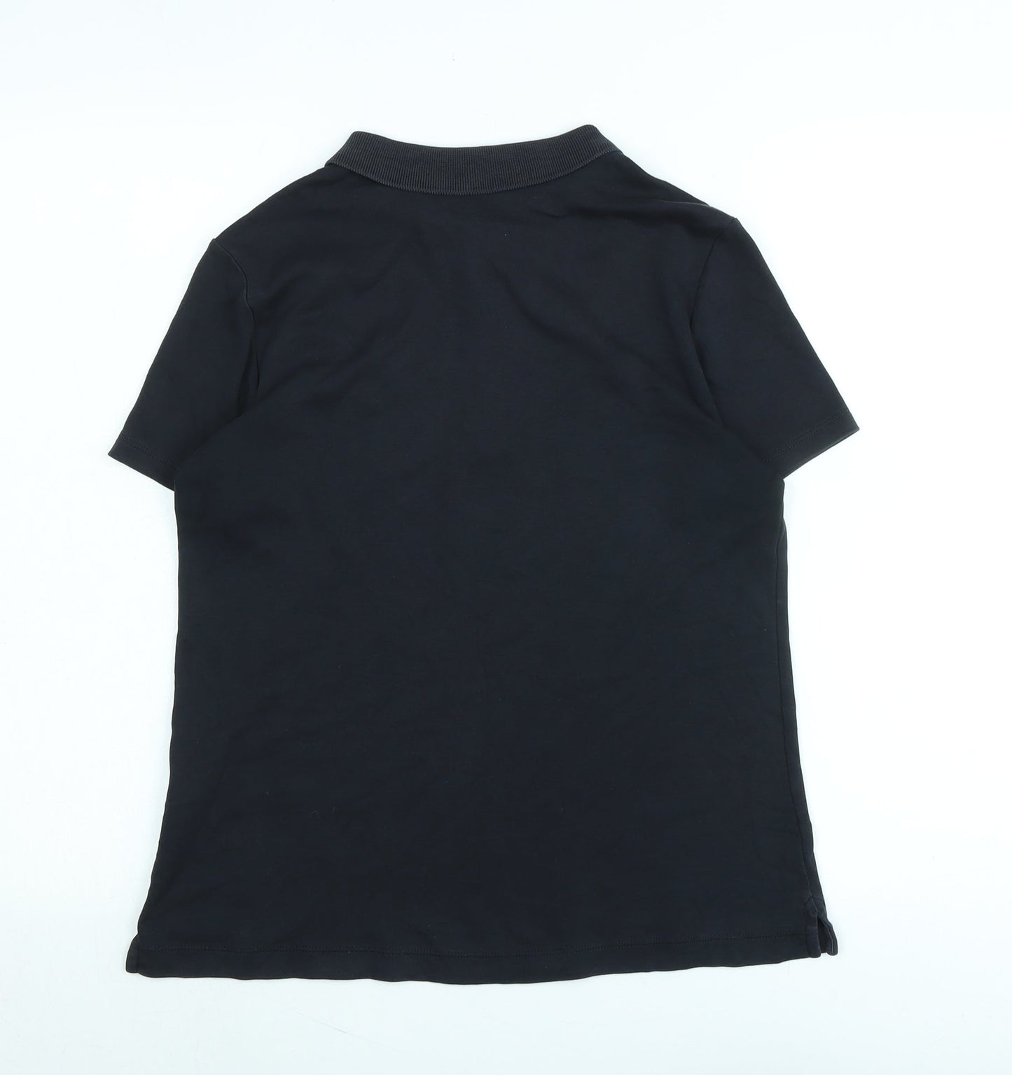 Lands End Womens Black Cotton Basic Polo Size S Collared - Logo
