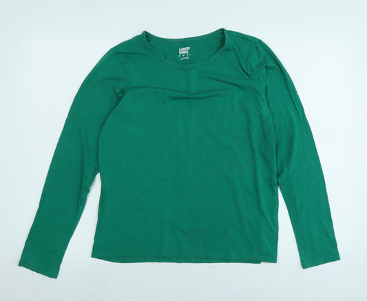 Lands' End Womens Green Cotton Jersey T-Shirt Size S Crew Neck - Logo