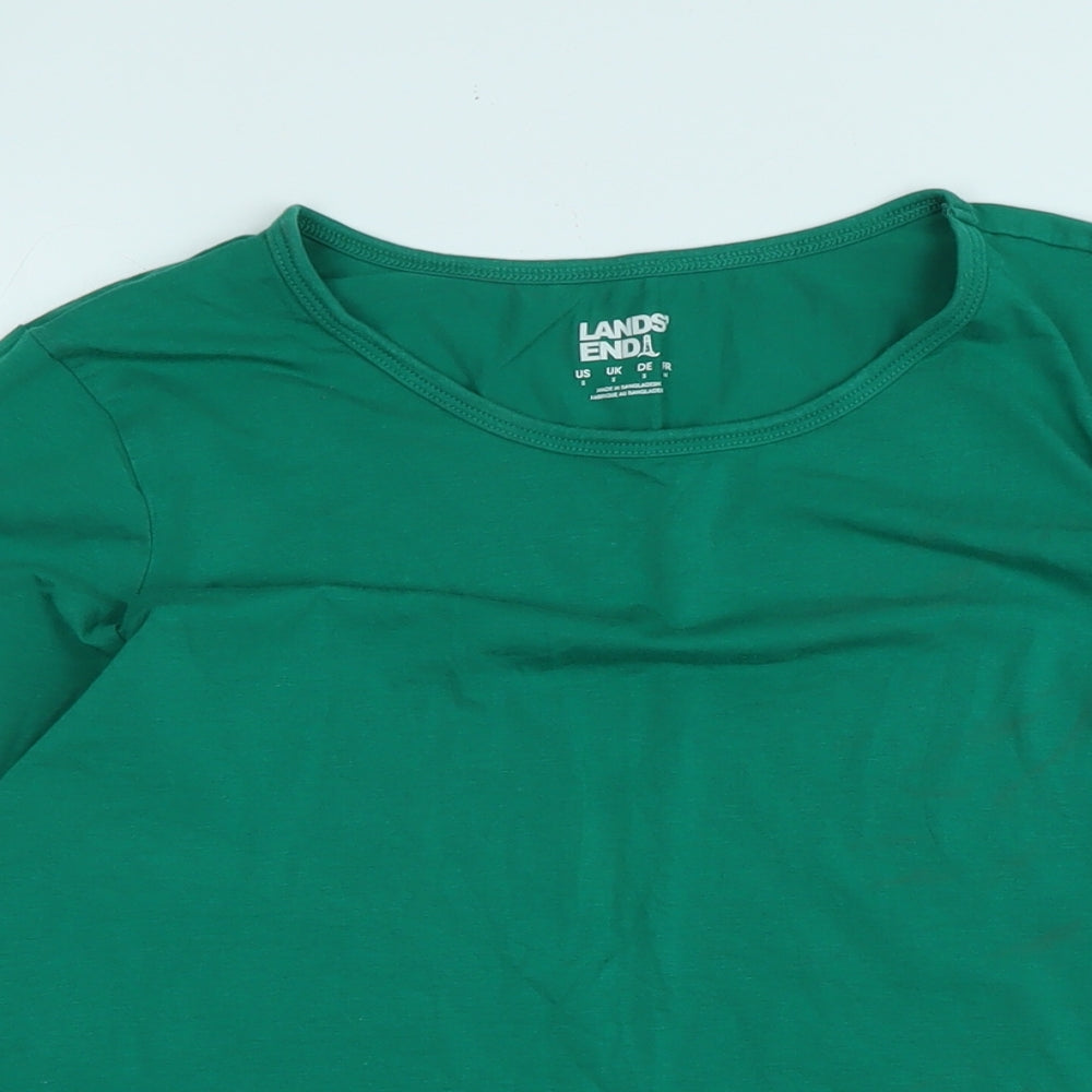 Lands' End Womens Green Cotton Jersey T-Shirt Size S Crew Neck - Logo