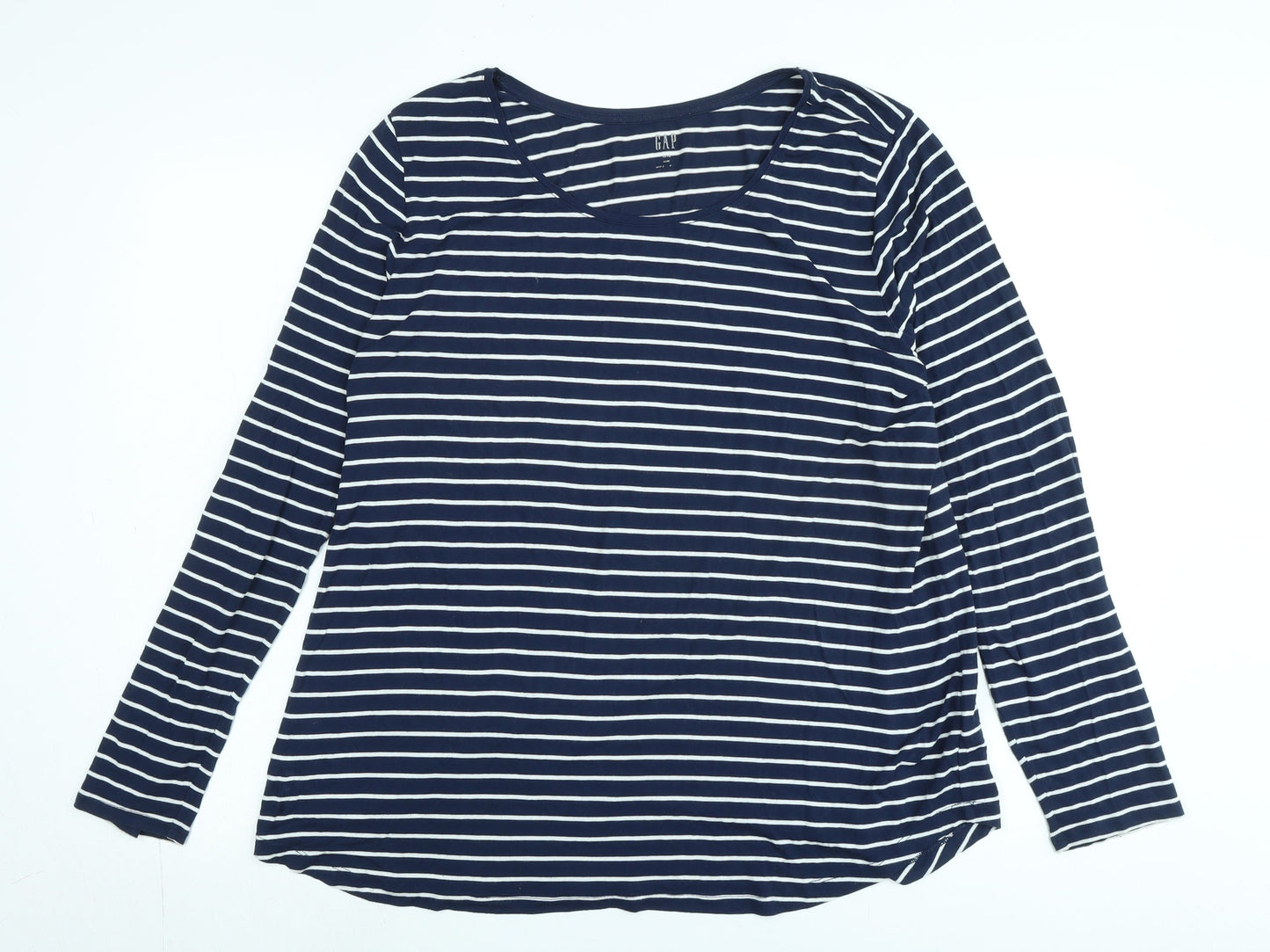 Gap Womens Blue Cotton Tunic T-Shirt Size L Boat Neck - Logo