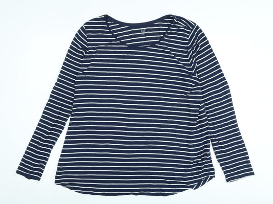 Gap Womens Blue Cotton Tunic T-Shirt Size L Boat Neck - Logo
