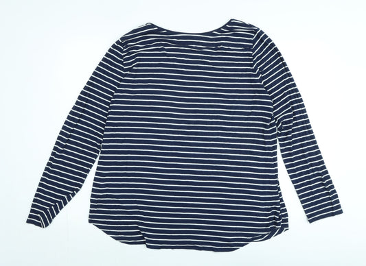 Gap Womens Blue Cotton Tunic T-Shirt Size L Boat Neck - Logo