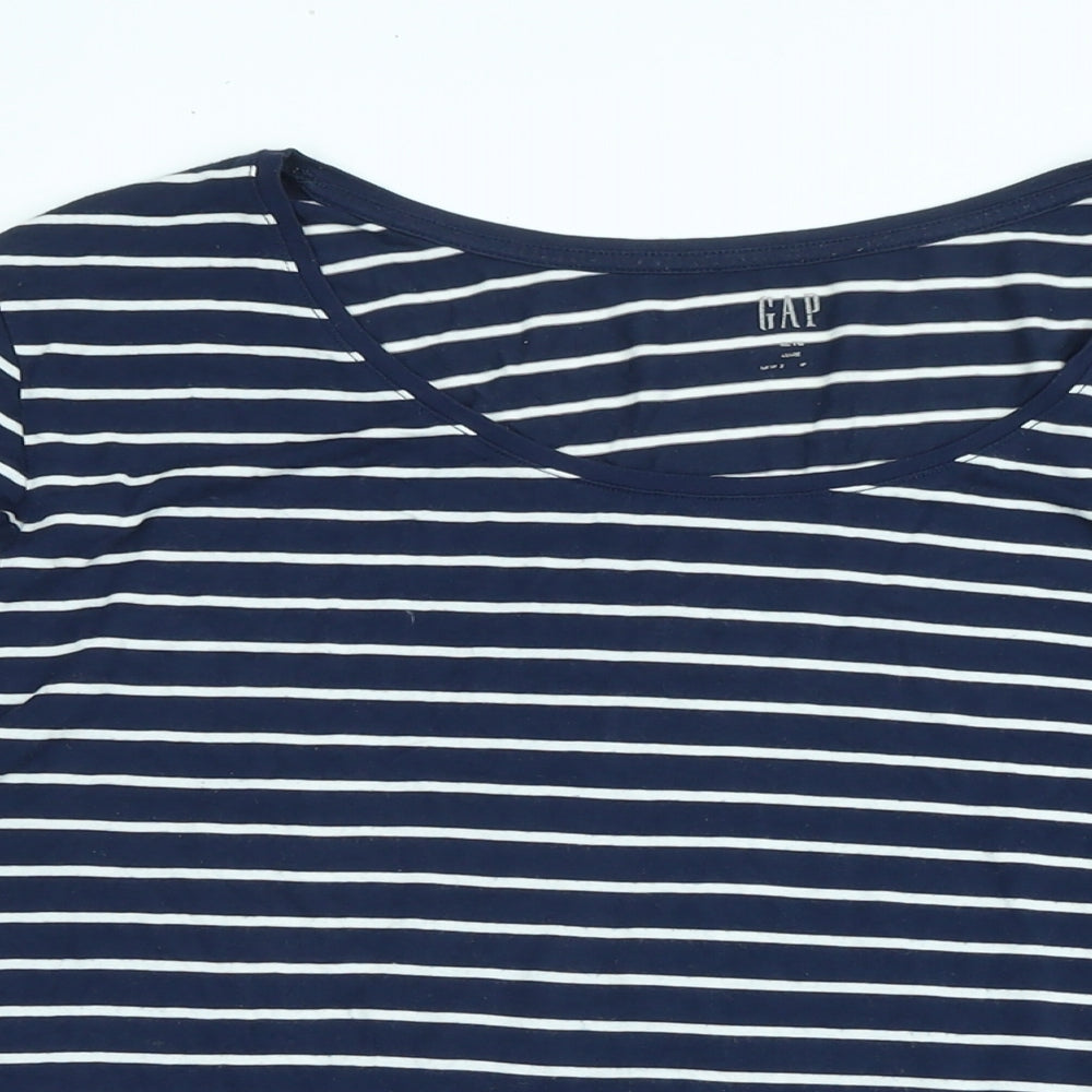 Gap Womens Blue Cotton Tunic T-Shirt Size L Boat Neck - Logo