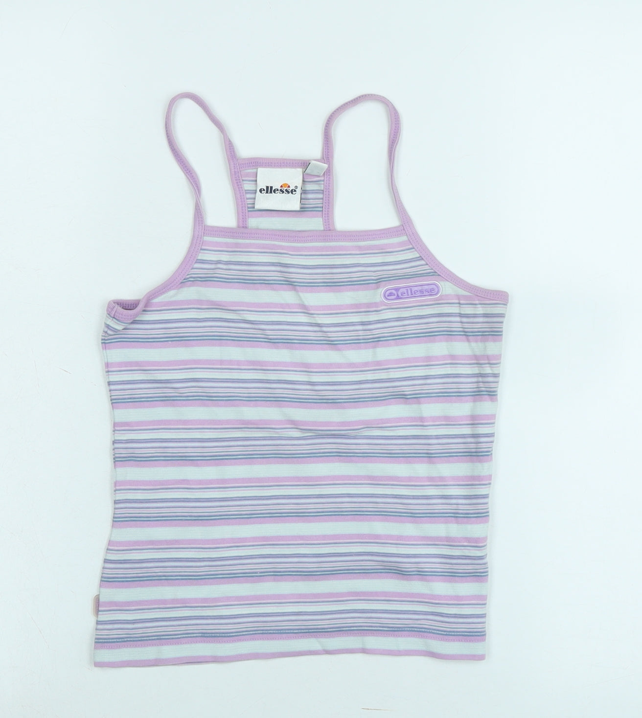 ellesse Womens Purple Striped Cotton Camisole Tank Size 10 Square Neck - Logo