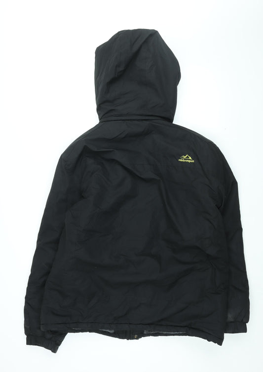 Outdoor Sport Mens Black Rain Coat Coat Size L Zip