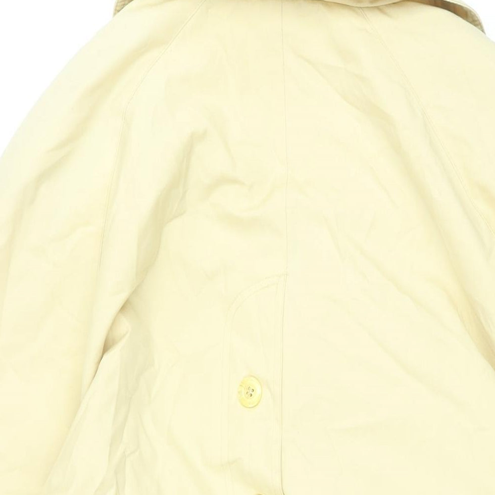 Brand and care label for C&A women’s beige overcoat coat, size UK 14, button