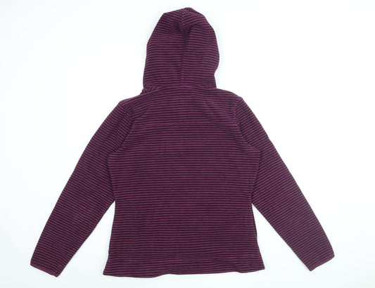 brasher Womens Purple Striped Polyester Pullover Hoodie Size 12 Pullover