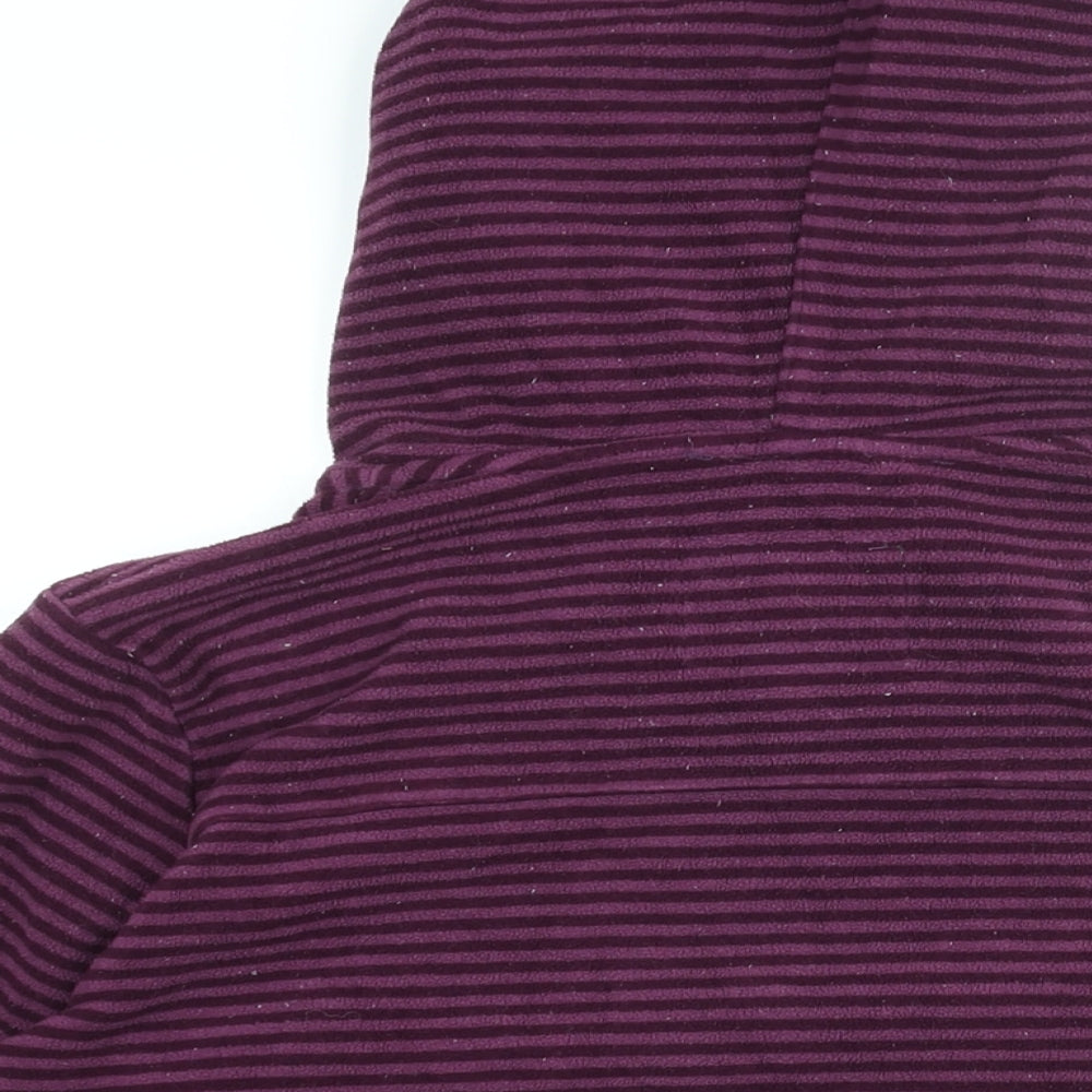 brasher Womens Purple Striped Polyester Pullover Hoodie Size 12 Pullover