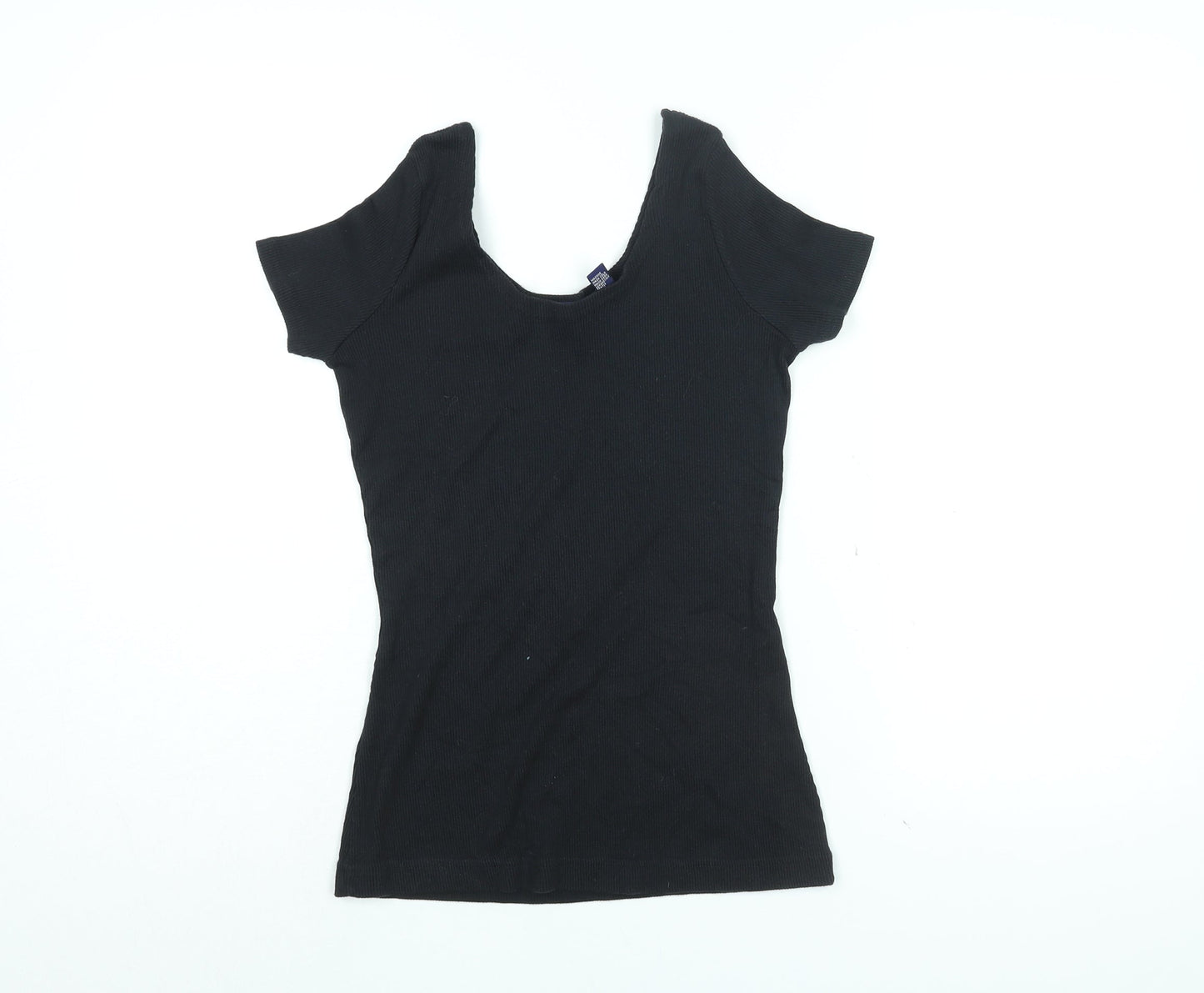 Gap Womens Black Cotton Basic T-Shirt Size S Round Neck