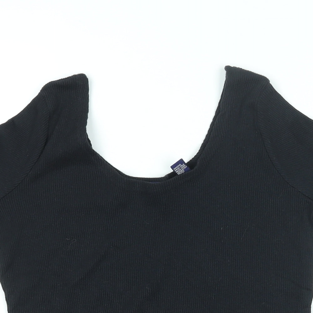 Gap Womens Black Cotton Basic T-Shirt Size S Round Neck