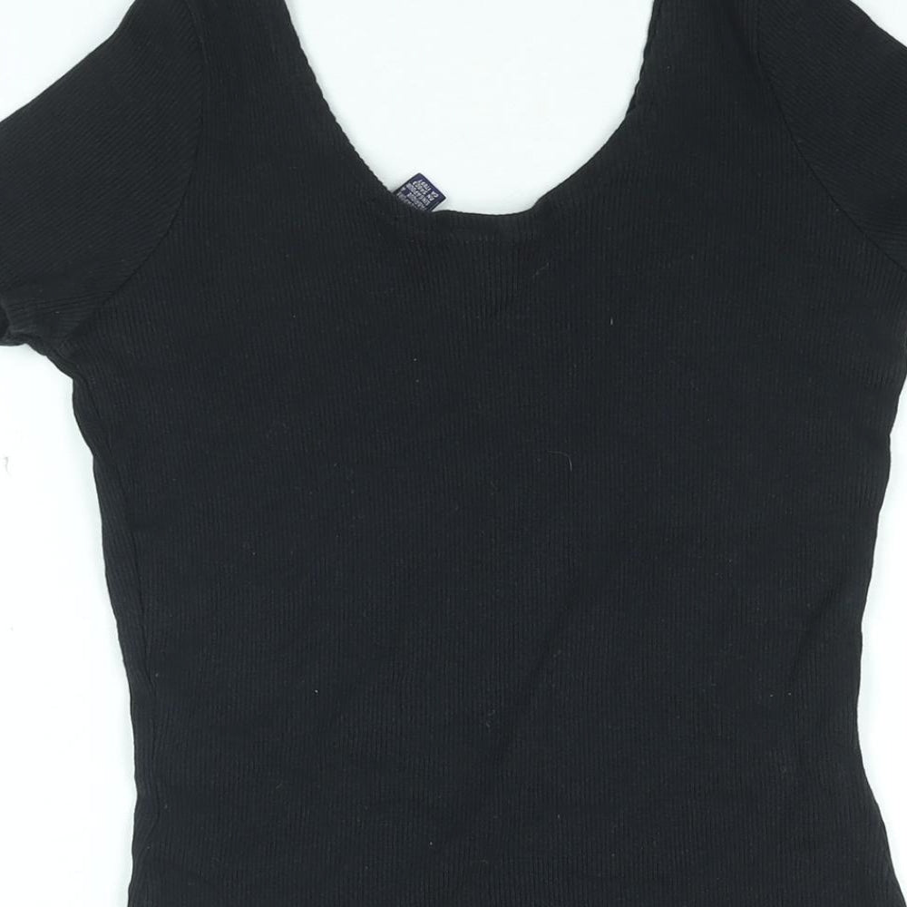 Gap Womens Black Cotton Basic T-Shirt Size S Round Neck