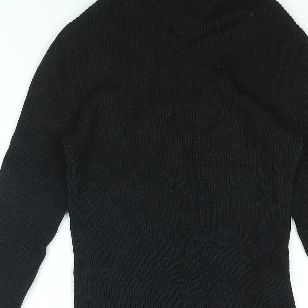 Tommy Jeans Womens Black Roll Neck Cotton Pullover Jumper Size S - Tommy Jeans Logo