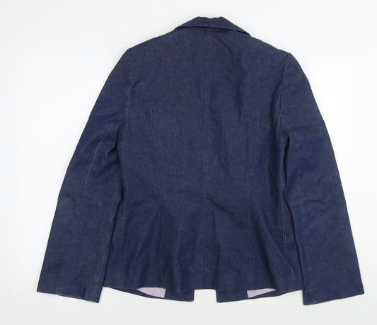 New Look Womens Blue Jacket Blazer Size 12 Hook & Eye - Vintage