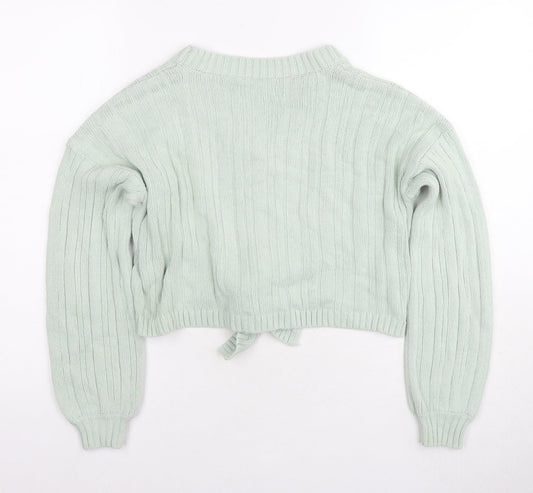 Hollister Womens Green V-Neck Cotton Cardigan Jumper Size XS - Cropped