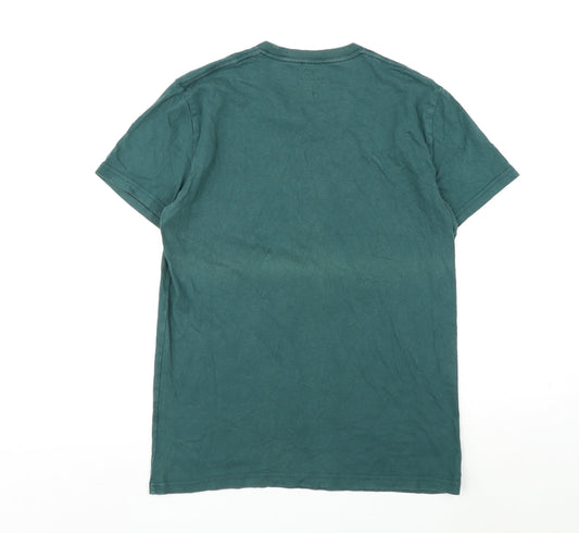Hollister Mens Green Cotton T-Shirt Size S Round Neck