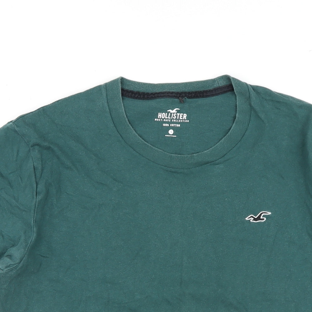 Hollister Mens Green Cotton T-Shirt Size S Round Neck