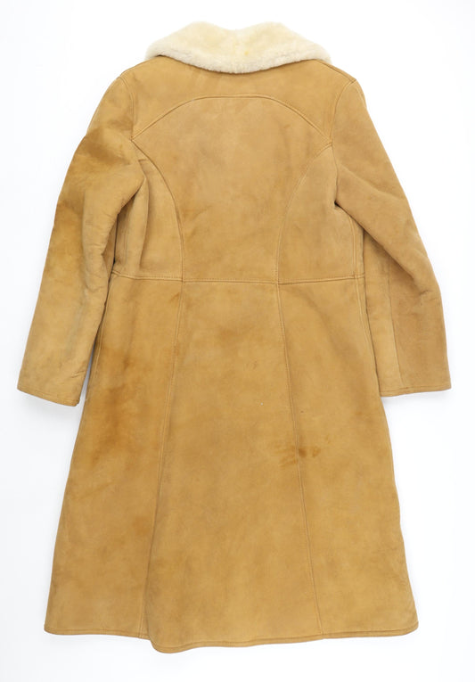 Morlands Womens Beige Overcoat Coat Size M Button - Vintage Lambs Skin