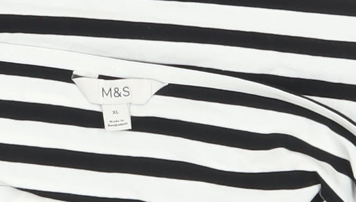 Additional view of Marks & Spencer Striped Strapless Tank Black White XL