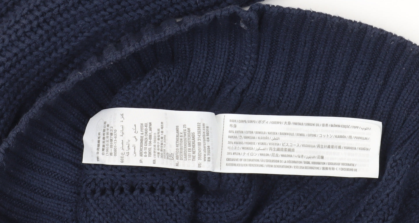 Hollister Blue Chunky-Knit V-Neck Jumper XS