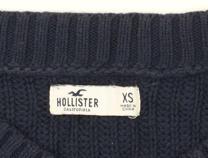 Hollister Blue Chunky-Knit V-Neck Jumper XS