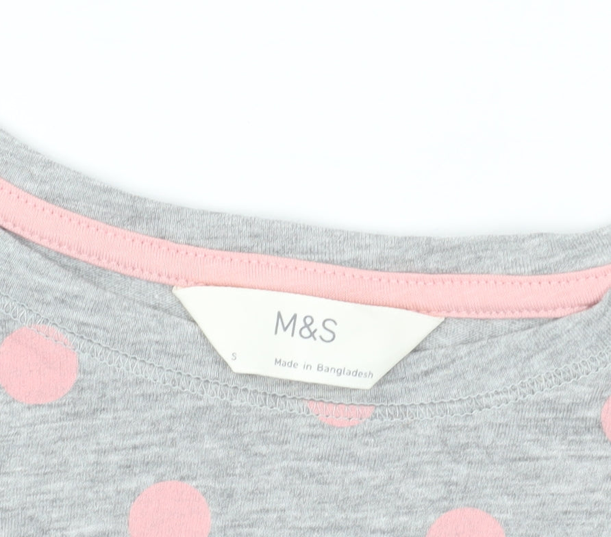 Close-up detail of Marks & Spencer Grey Polka Dot T-Shirt -, size S