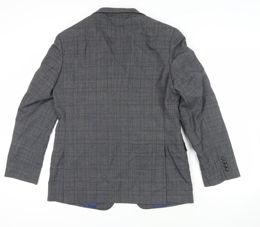 Marks and Spencer Grey Check Wool Blazer - Size 50
