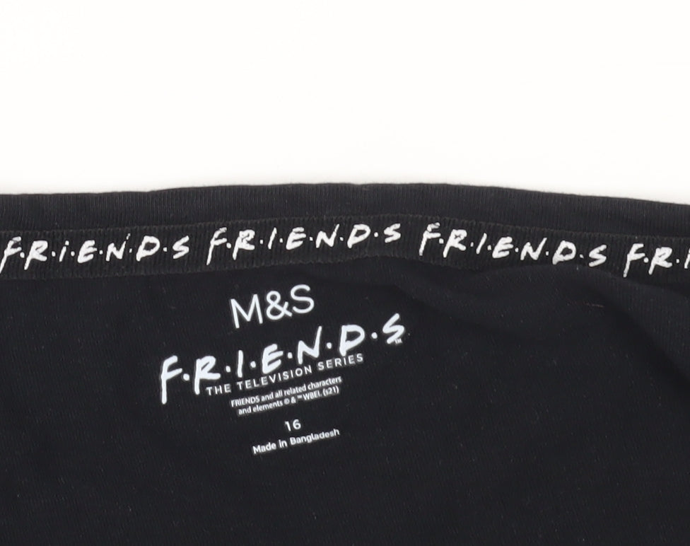 Marks and Spencer Black Friends T-Shirt Size 16