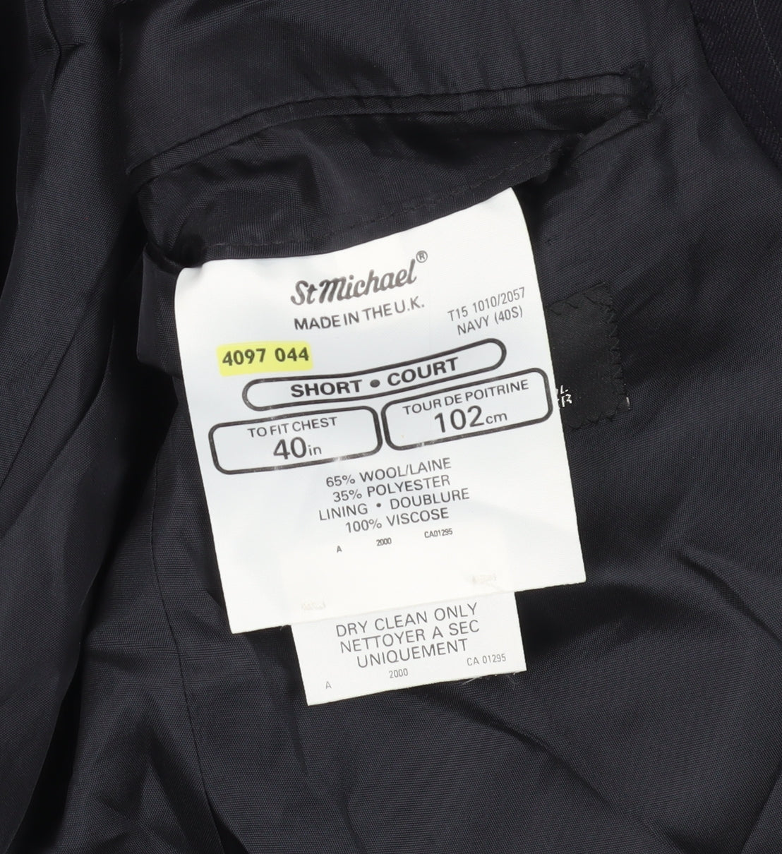 Close-up detail of Marks & Spencer Navy Pinstripe Blazer, size 40