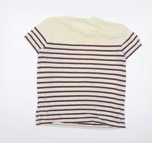 Gap Womens Ivory Striped Cotton Basic T-Shirt Size S Round Neck