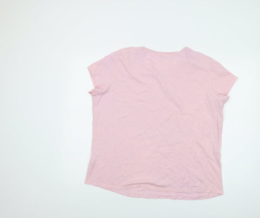 Disney Womens Pink Cotton Basic T-Shirt Size 20 Round Neck - Bambi