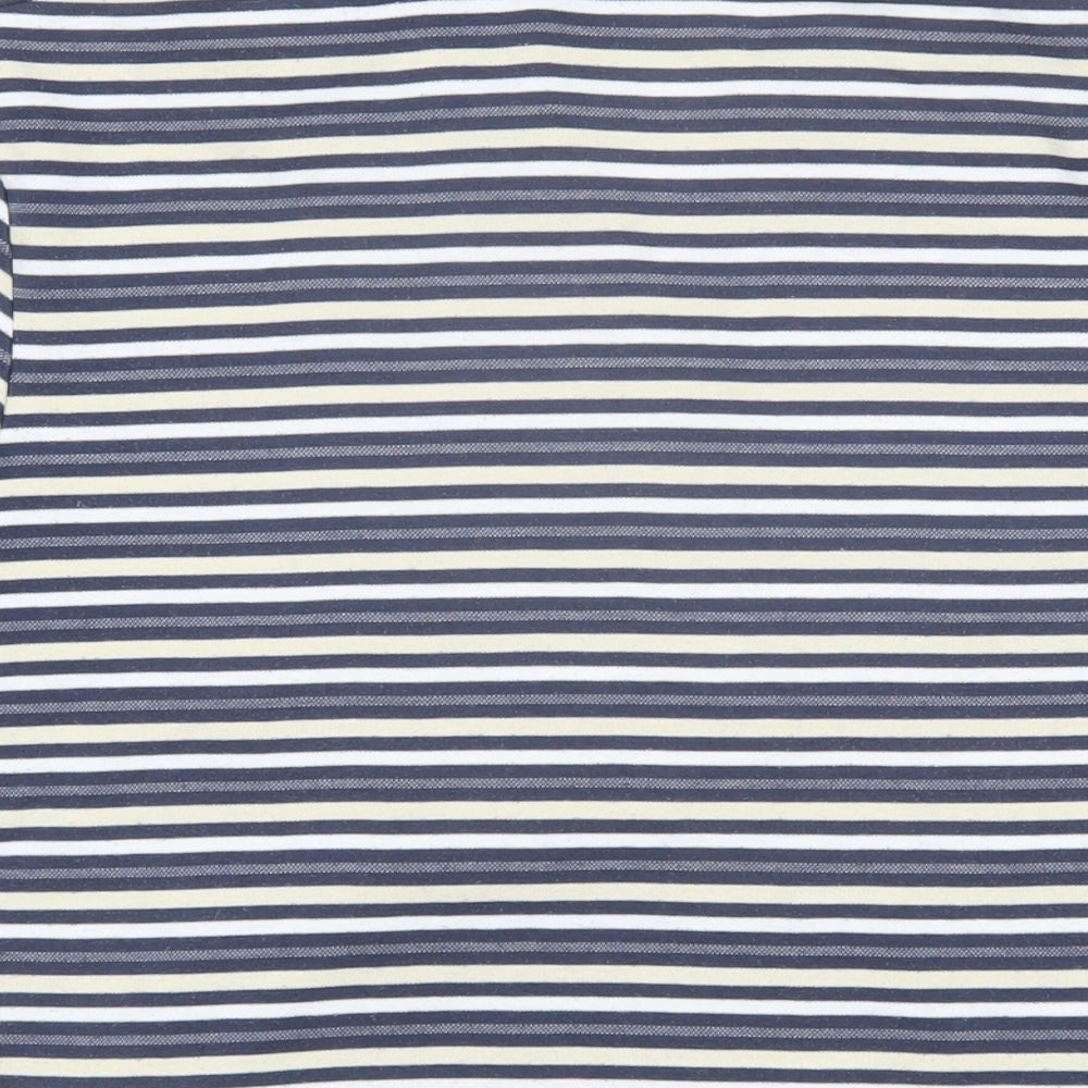 Poppy Womens Blue Striped Cotton Blend Basic Polo Size 12 Collared