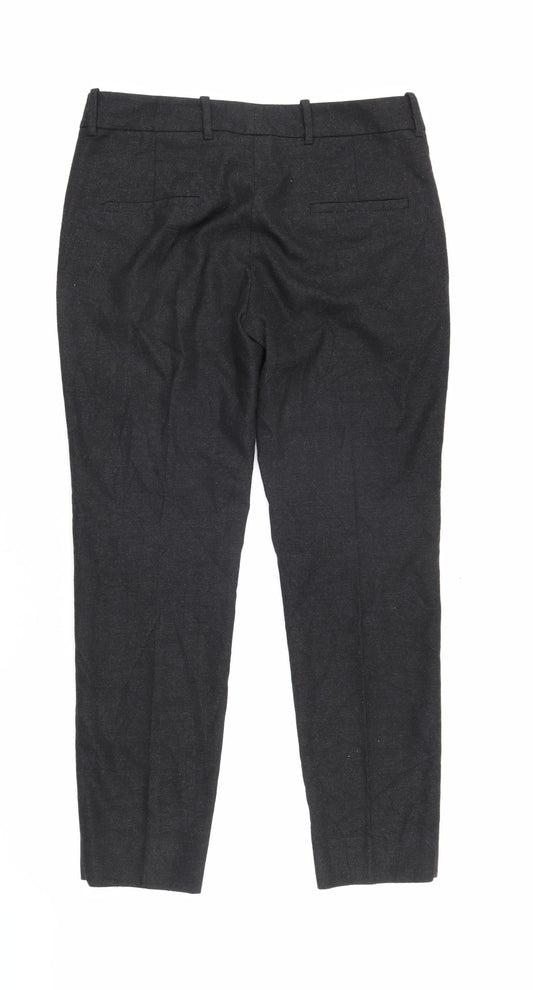 Zara Womens Grey Herringbone Polyester Trousers Size 38 L27 in Regular Zip
