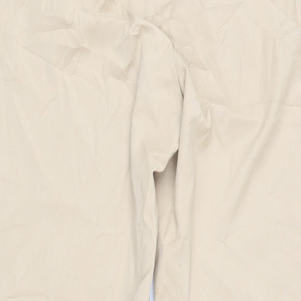 Brand and care label for Berksha women’s beige polyester trousers, size UK 38, 30-inch leg regular zip