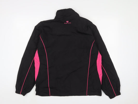 Palm Grove Womens Black Jacket Size 14 Zip - Logo, Embroidered