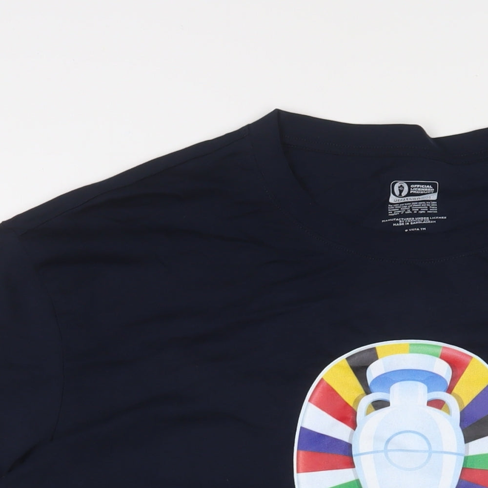 UEFA Mens Black Cotton T-Shirt Size 3XL Crew Neck - Euro 2024