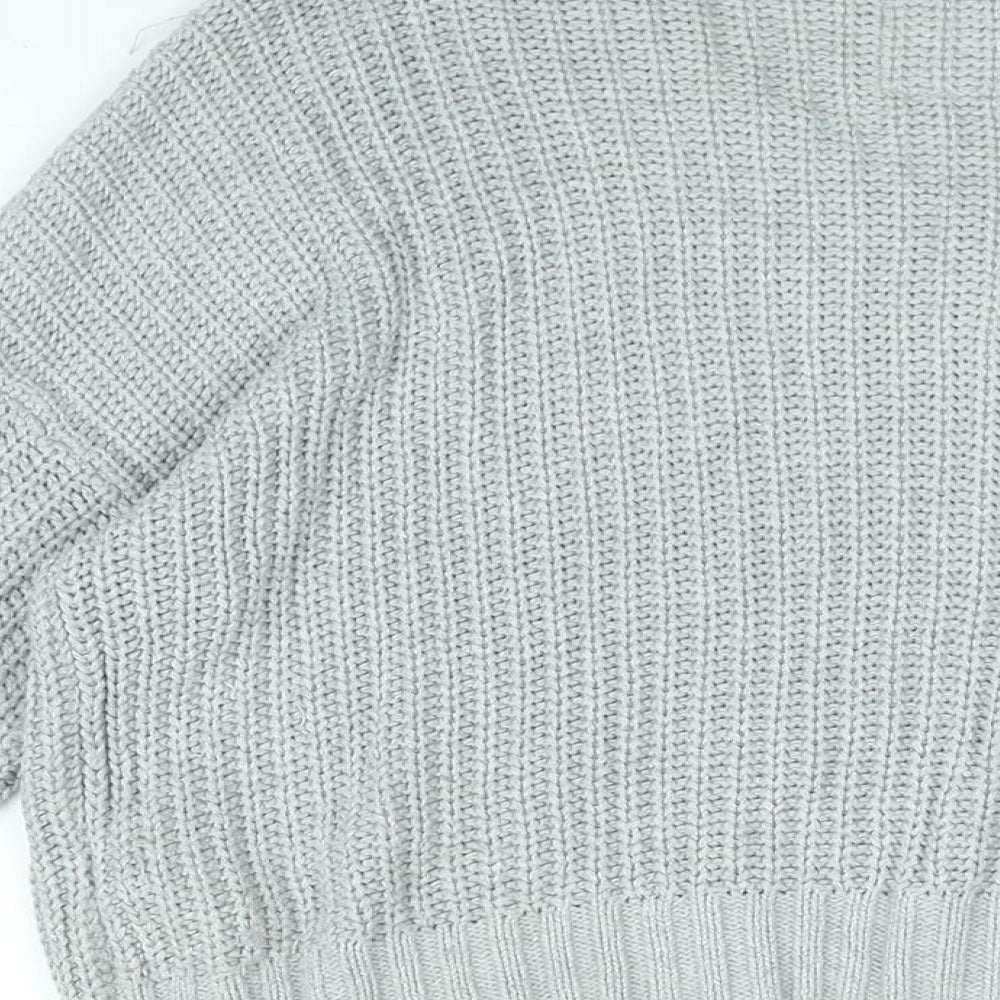 Hollister Womens Grey V-Neck Cotton Pullover Jumper Size S